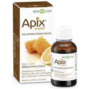 BIOS LINE Apix Soluzione Idroalcolica 30 ml - Integratore con Propoli, Semi di Pompelmo, Zinco e Rame per il Sistema Immunitario