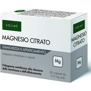 SOLIME' Magnesio Citrato Bibasico - Integratore Alimentare in Capsule, 60 cps per Combattere Stanchezza e Affaticamento