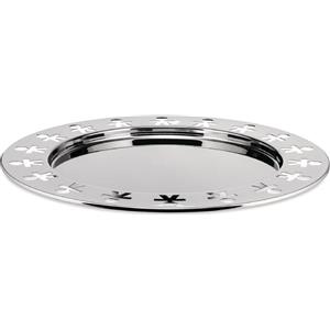 Alessi Girotondo Vassoio Rotondo 40 cm in Acciaio Inox con Bordo Traforato e Motivo Omini dei King-Kong