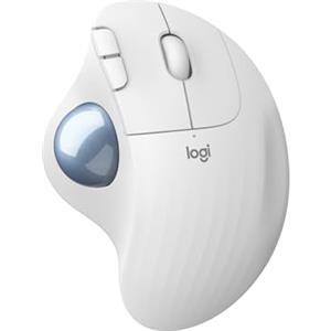 Logitech ERGO M575 Mouse Trackball Wireless - Facile controllo con il pollice, Tracciamento fluido, Design ergonomico e confortevole, per Windows, PC e Mac, con Bluetooth e USB - Bianco