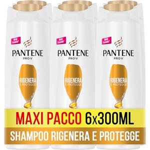 Pantene Pro-V Shampoo Protezione Cheratina, Rigenera e Protegge, Capelli, per Capelli Deboli o Danneggiati, Ripara all'istante i Danni da Styling, Maxi Formato da 6 x 300 ml