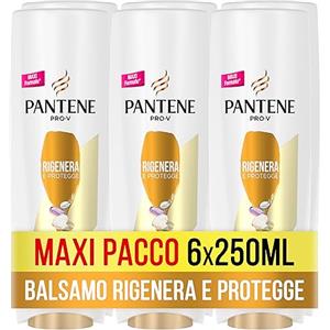 Pantene Balsamo Pro-V, Rigenera e Protegge, Balsamo Capelli, Shampoo per Capelli Deboli o Danneggiati, Ripara all'istante i Danni da Styling, Maxi Formato da 6 x 250 ml