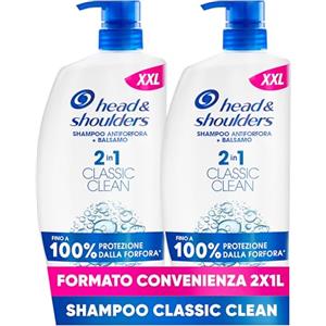 Head & Shoulders Shampoo e Balsamo Antiforfora 2in1 Classic Clean Per Cute E Capelli Grassi 2x1000ML