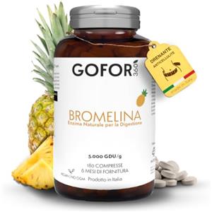 gofor360 Bromelina 5000 GDU/g Drenante Forte 180 Compresse - Gastroprotetta per Cellulite, Ritenzione Idrica, Microcircolo, Detox Naturale, Drenante Forte Veloce Donna - gofor360