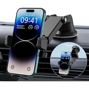 GlasFlength Porta Cellulare Auto [2 in 1], Supporto Telefono Auto Potente Ventosa Universale Portacellulare per Cruscotto e Parabrezza Vista Flessibile a 360° adatto a Tutti Smartphone da 4-6.4