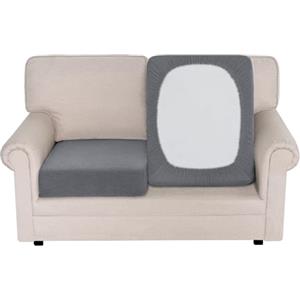 BellaHills Copriseduta Divano, Protezione Cuscino Seduta Elasticizzata, Fodera Cuscino Elastico, Copridivano Antigraffio Gatto, Lavabile Fodera Divano (1 Posto*2, Grigio Chiaro)