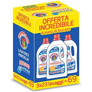 Chanteclair - Detersivo per Lavatrice, Profumo Marsiglia, Formula Concentrata, con Vero Sgrassatore - 3 Flaconi da 1150