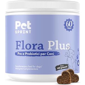 Pet Sprint Probiotici Per Cani Flora Plus - Pre e Probiotico Digestivo Per Cani, Favorisce La Digestione e Salute Intestinale - Marca Italiana