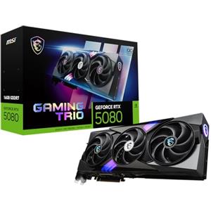 MSI NVIDIA GeForce RTX 5080 16G TRIO OC GDDR7 256bit, scheda video con frequenza di boost fino a 2715 MHz, PCIe Gen 5, DLSS 4, 3 porte DP 2.1, 1 porta HDMI 2.1, formato ATX