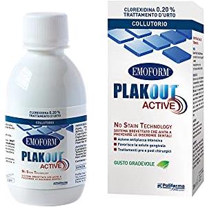 Polifarma Benessere Emoform Colluttorio Clorexidina 0,20 Sistema Antimacchia e Antiplacca 200 ml Mouthwash Colluttorio Gengive Infiammate e Denti Sensibili Aroma Menta Senza Alcool, Glutine e Parabeni