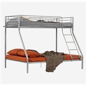MEUBLE COSY Letto a Castello 3 Posti Letti per Camerette Adulti e Bambini 90 e 140 x 190 cm con Rete a Doghe di Ferro in Metallo, Grigio