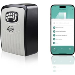 SISAV Cassetta di sicurezza con serratura a chiave accesso remoto istantaneo tramite Bluetooth/codice/app ripristinabile Imposta la tua combinazione di archiviazione a 6 cifre, grande capacità, nero