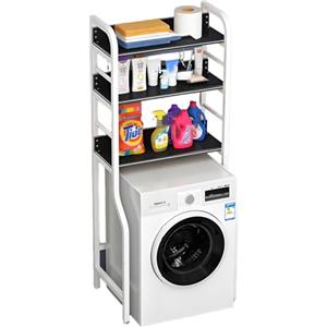 Nordivo Lavatrice Scaffale,Mobile Sopra Lavatrice Salvaspazio,Tamburo Lavastoviglie Ripiano Di Stoccaggio,Supporto Per Asciugatrice,Per Bagno, Lavanderia(White/black,3tiers)