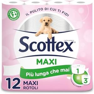 Scottex Carta Igienica Pulito Originale, Fatto in Italia, Fonti Certificate, Formato Maxi, 12 Mega Rotoli