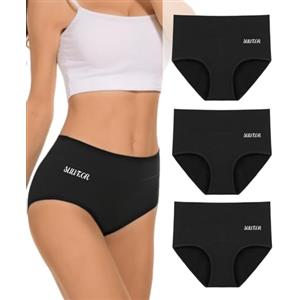 SUUFOR Mutande Mestruali Donna 60ML, Mutanda Mestruale ad Alta Assorbenza, Cotone Vita Alta Slip Mestruali Donna (3 Pezzi) L