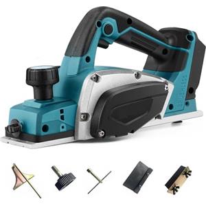 JAOGAUS Pialla Elettrica per Legno Pialla Senza Fili compatibile con Makita 18V batteria, Piallatrice Elettrica Portatile da 15000RPM, Profondità Regolabile da 0 a 2 mm per falegnameria, mobili fai-da-te