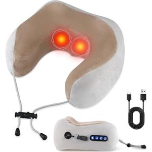 Aofesel Massaggiatore per il collo con calore, massaggiatore senza fili, massaggiatore per il collo, spalle per auto e ufficio, cuscino massaggiante a forma di U per il collo, rilassamento del dolore