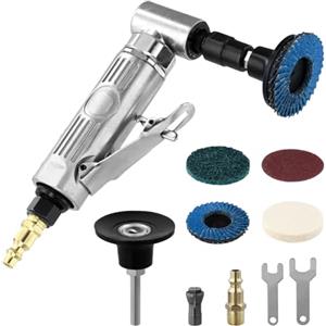 QWORK® Smerigliatrice ad aria compressa angolare 90° - Alta velocità fino a 12000 giri/min - Disco di sabbia 50 mm - Attacco rapido 1/4 - per lucidatura e smerigliatura di precision