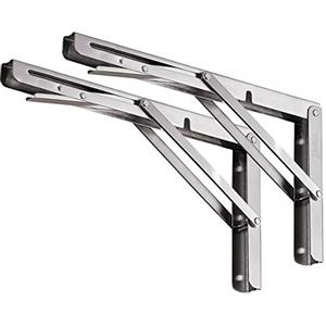 YUMORE Staffe Pieghevoli per Mensole 450mm,2 pezzi Reggimensola Pieghevole Staffa Mensola Pesante Inox Supporti Tavolo a Parete Folding Mensola per Banco di Lavoro Fai da Te, Carico Massimo 150kg
