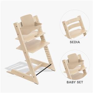 STOKKE® Tripp Trapp® Seggiolone Naturale con Baby Set - Ergonomico e Regolabile per Bambini da 6 Mesi
