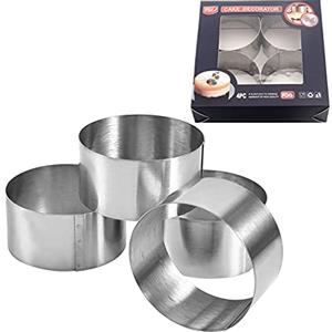 JUHONNZ Coppa Pasta Tondo,4 PCS Anelli di Cottura Coppapasta in Acciaio Inossidabile Anelli per Torte Stampi Rotondi per Torta di Formaggio Mini Anelli di Cottura per Sformati Focaccine Pasticceria 8x8x4cm