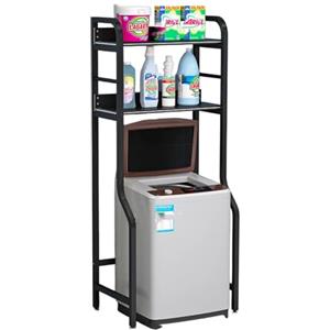 Nordivo Lavatrice Scaffale,Mobile Sopra Lavatrice Salvaspazio,Tamburo Lavastoviglie Ripiano Di Stoccaggio,Supporto Per Asciugatrice,Per Bagno, Lavanderia(Black,2tiers)