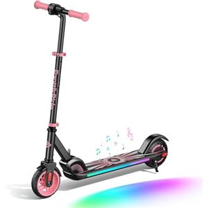 FanttikRide C9 Apex Monopattino Elettrico per Bambini 120-160cm, Altoparlante Bluetooth, Luci Arcobaleno, 8/13/16 km/h, Autonomia di 8 km, Altezza Regolabile, Pieghevole, per Bambini fino a 60kg, Rosa