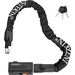 INTEKIN Catena Bicicletta da 90 cm, pesante Catena Bici Antifurto, Lucchetto a Catena in acciaio Temprato da 8 mm, Catena di Serratura per Moto, E-Bike, Recinzione, Cancello, 3 Chiavi