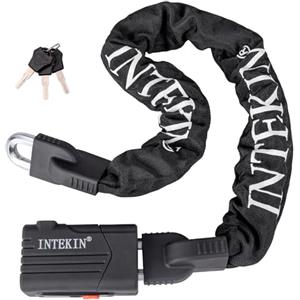 INTEKIN Catena Bicicletta da 100 cm, pesante Catena Bici Antifurto, Lucchetto a Catena in acciaio Temprato da10 mm, Catena di Serratura per Moto, E-Bike, Recinzione, Cancello, 3 Chiavi