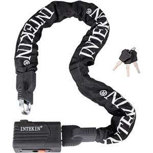 INTEKIN Catena Bicicletta da 120 cm, pesante Catena Bici Antifurto, Lucchetto a Catena in acciaio Temprato da 10 mm, Catena di Serratura per Moto, E-Bike, Recinzione, Cancello, 3 Chiavi