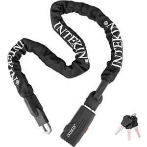 INTEKIN Catena Bicicletta 120 cm, pesante Catena Bici in acciaio Temprato da 8 mm, Antifurto Lucchetto a Catena ad alta Sicurezza, Catena di Serratura per E-Scooter, Barbecue, Motocicli, 3 Chiavi