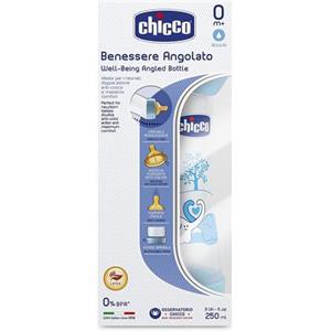 Chicco Biberon Angolato 250 ml con Tettarella in Caucciù e Valvola Anticolica