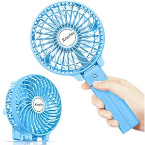 EasyAcc Ventilatore Portatile Viaggi USB 10 Ore, Ventilatore a Mano a Batteria Pieghevole, 3 Velocità/Più Venduto da 7 Anni/Silenziosa/Ricaricabile per Desktop All'aperto