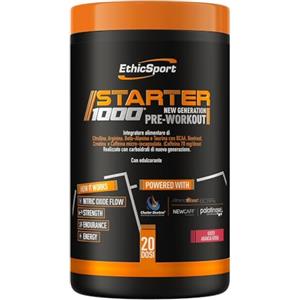 EthicSport - Starter 1000 - Barattolo da 400 g - Integratore specifico per la fase PRE-Workout. Apporta Citrullina, Arginina, Norvalina, Beta-Alanina, Taurina, Creatina, Caffeina, BCAA e Vitamine