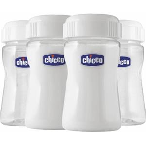 Chicco Contenitori Latte Silicone - 4 Pezzi per Conservazione e Trasporto di Latte Materno e Prime Pappe