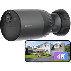 EZVIZ Telecamera di sorveglianza della batteria per esterni, telecamera WLAN 4K con modalità AOV, rilevamento KI persona/veicolo, difesa attiva e visione notturna del colore, BC1c
