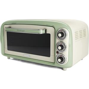 Ariete 979 Forno Elettrico di Design 18 Litri - Ideale per pizza da 30 cm - Doppio vetro - 1380 Watt - Acciaio Inox - Linea Vintage - Verde