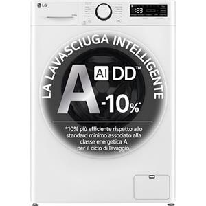 LG AI DD D4R3009NSWW Lavasciuga Classe A -10%/D, 9 / 6kg, Serie R3, Lavatrice e Asciugatrice Insieme, 1400 giri, Lavaggio a Vapore, Eco Hybrid, Allergy Care, Motore Inverter Direct Drive, Bianca