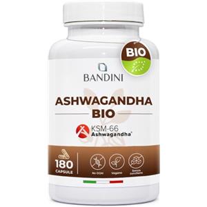 Bandini® Ashwagandha BIO KSM-66® Vegan (180 Capsule) - Qualità Premium: Ashwagandha Biologica - Integratore Naturale da Polvere Withania Somnifera (Ginseng Indiano) - Rimedio Ayurvedico per Stress