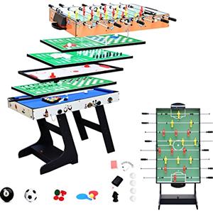 OYE 4FT 8 in 1 - Gioco da tavolo pieghevole multifunzione da calcio balilla (calciatore da tavolo)/ping-pong, hockey/biliardo, MDF