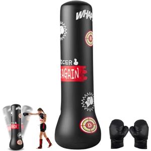 Behogan Sacco da boxe in piedi, 160 cm, per bambini, sacco da boxe, sacco da boxe, sacco da boxe per bambini, per ragazzi e ragazze, kickboxing, karate, boxe e antistress