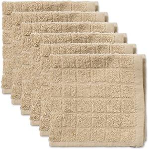 DII 100% Cotone, Lavabile in Lavatrice, Ultra Assorbente, Basic Everyday 30,5 x 30,5 cm in Spugna da Cucina Strofinacci, Windowpane Design, Set di, Melanzana Canovaccio Solid Pebble