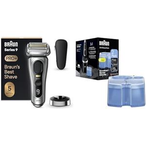 Braun Series 9 PRO+ Rasoio Elettrico Barba, Regolabarba Uomo, Rifinitore di precisione + ShaverCare 3In1 Cartucce Di Ricarica ORIGINALI Per Stazione SmartCare