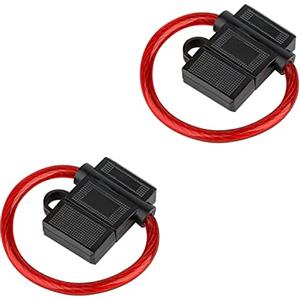 Audioproject A210-2 2x Set portafusibili per auto ATC con cavo da 6 mm² 10 GA 12V 24V protezione dagli spruzzi d'acqua fusibile piatto o fusibile 5A 10A 15A 20A 25A 30A cavo extra spesso amplificatore