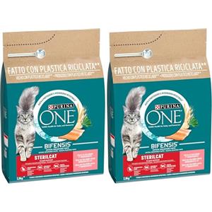 Purina ONE Bifensis Crocchette Gatto Sterilizzato Salmone, Sacco da 2,8kg (Confezione da 2)