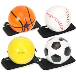 Meleager Giocattoli per Bambini e Adulti, Palla a Rimbalzo da Polso, Pallina da Polso con Elastico, 4 Pezzi Palla di Ritorno con Polso Elastico, Palla da Polso Sportiva, Palla Rimbalzante con Corda