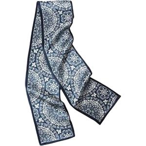 GIMIRO Sciarpa in seta satinata a doppio strato, 150 x 16 cm, cravatta a fiori, cintura in vita per blazer, cappotto, abito, 14# blu/bianco, unisex, 150cm x 16cm