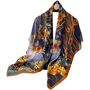 WEIGEER Silk Scarf Womens Chiffon Shawl Neck Cief Long Head Wrap Thin Scarf Beach Women Hijab Belt Vintage Bridal Shawl Binder Chiffon Scarf Colourful Cloth, Verde-bianco (Blu-arancione)