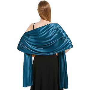 Xnova Stola Scialle Donna Cerimonia 200 * 70 cm, Coprispalle Elegante Sciarpa di Raso, Pashmina Foulard Leggero Lungo Stole Moda Morbida per Regalo (Ciano)