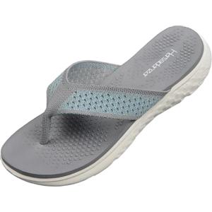 Harssidanzar Flip Flops per Le Donne,Summer Arch Support Soft Beach Thong Sandali Traspiranti KL225EU,Grigio Turchese,Taglia 38